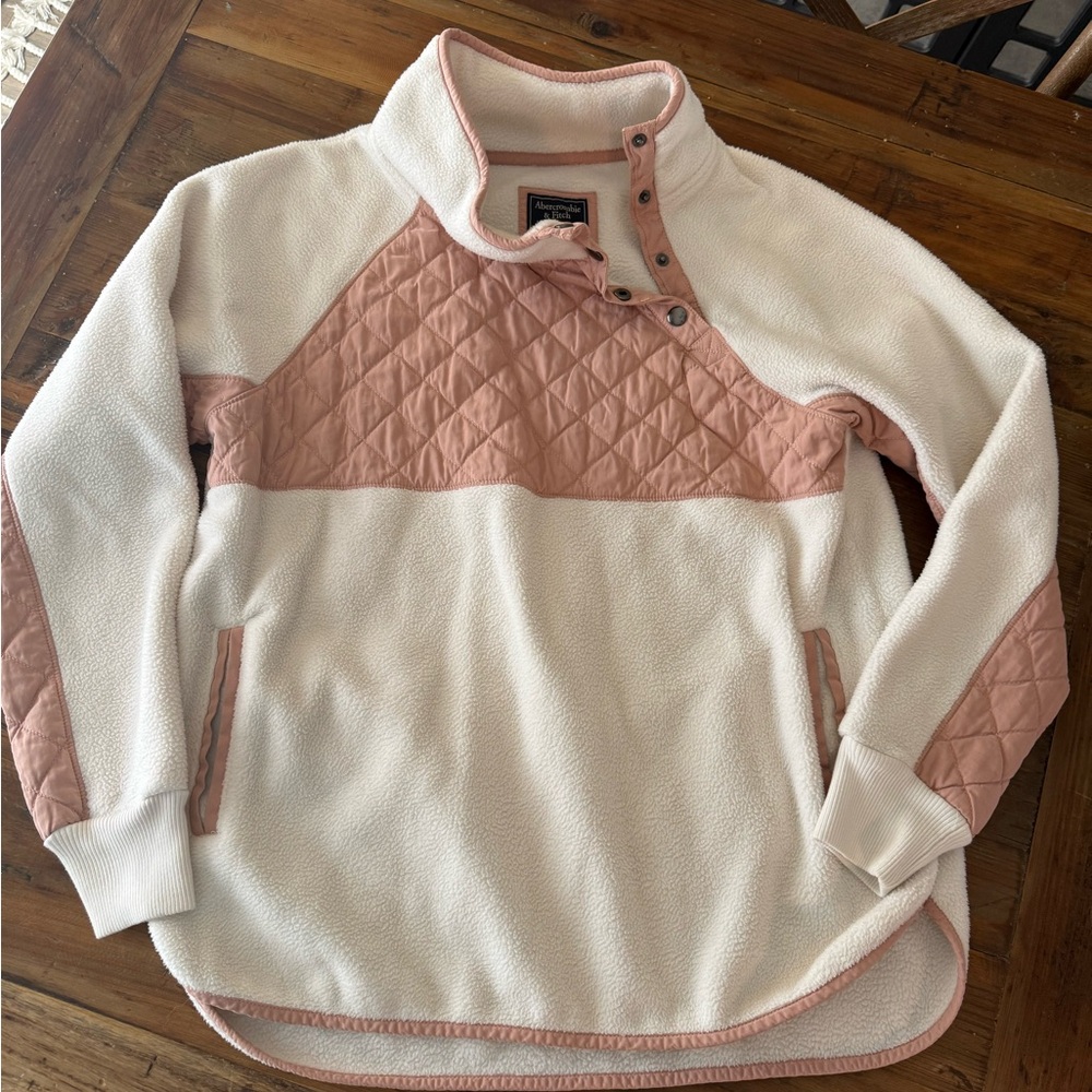 White and Pink Quilted Pullover